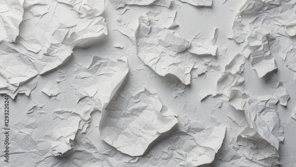 Poster wrinkled white paper texture with a rough surface creating a unique backdrop perfect for artistic an
