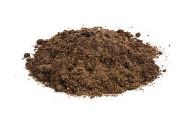 Pile of fresh soil isolated on white