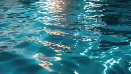 Aqua Blue Water Surface with Light Reflections and Natural Movement