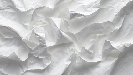 Obraz premium Crumpled white paper texture background for creative design and stationery mockups in minimalistic style.