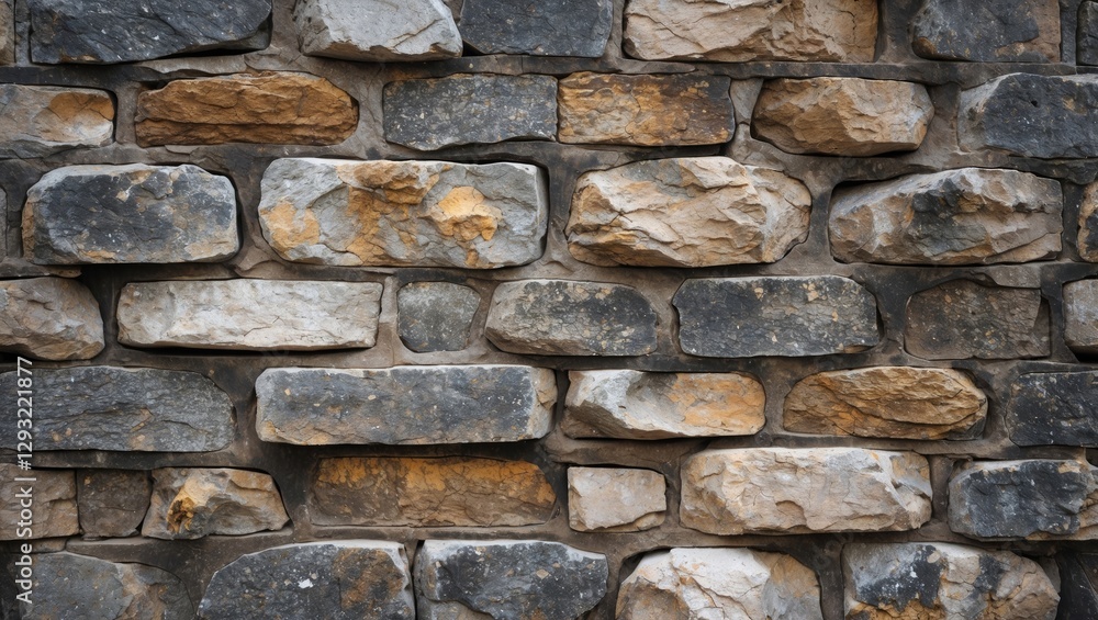 Poster rustic stone wall texture featuring a mix of gray and earthy tones ideal for background in design an
