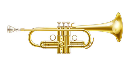 Obraz premium Gleaming brass trumpet on vibrant blue, a closeup of musical elegance and artistic brilliance