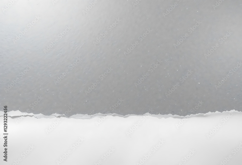 Poster torn paper edge creating a textured gray and white abstract background
