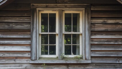 Detailed view of a vintage wooden window on an old house showcasing rustic architecture and natural surroundings in Vancouver.