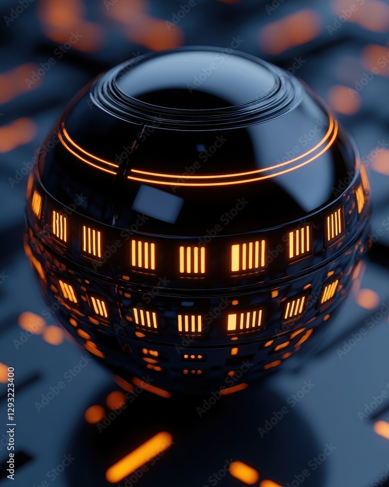 Poster futuristic digital sphere with glowing lines, representing advanced technology concepts.