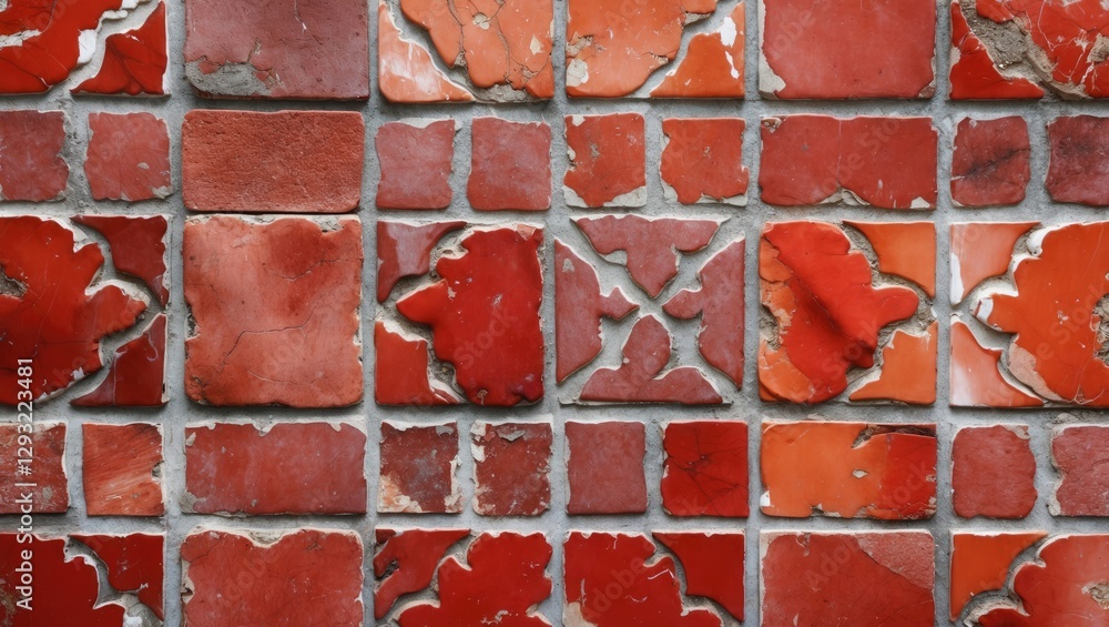Poster worn red tile texture with a rustic appearance showcasing various shades and patterns ideal for back