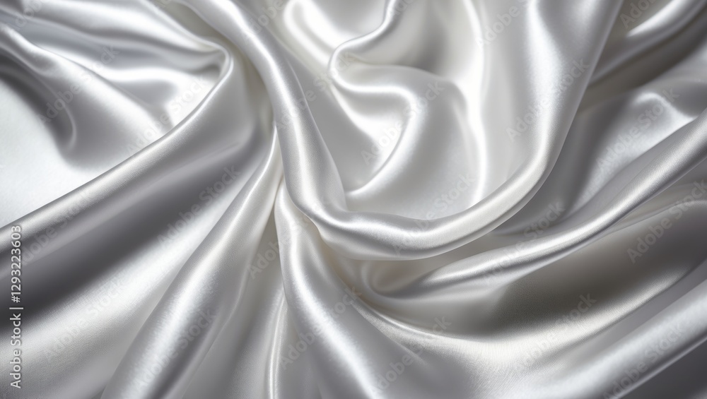 Aufkleber elegant white satin texture draped fabric background with smooth silky finish and soft blur creating