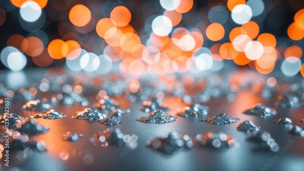 Aufkleber abstract bokeh background with shimmering silver and orange lights creating a dreamy, defocused atmo