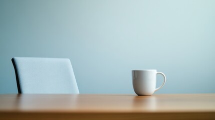 Obraz premium Executive departures with a coffee cup and empty chair at the desk. Featuring career shift and leadership change