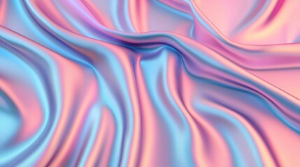 Obraz premium A soft, flowing fabric with a gradient of pink and blue hues, creating a silky, shimmering texture that evokes a sense of elegance and luxury.
