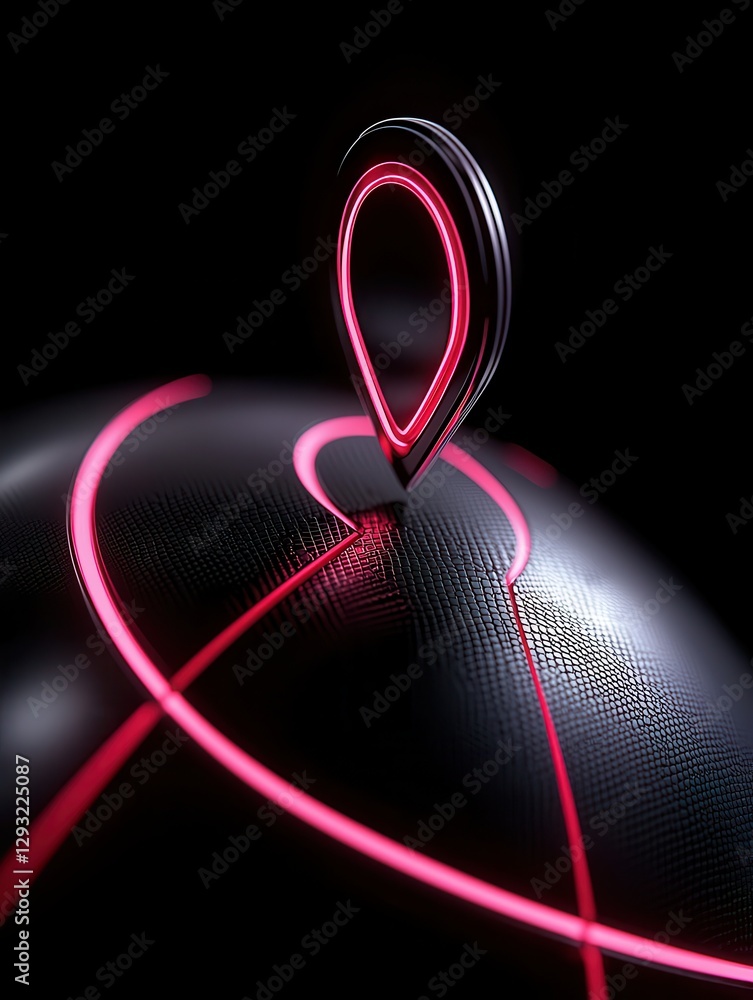 Poster futuristic globe with glowing pin markers for modern navigation and connectivity.