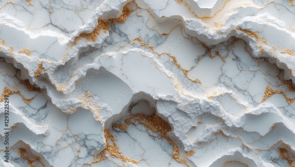 Poster elegant white marble texture with intricate patterns and subtle gold accents for luxurious backgroun