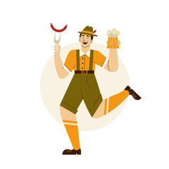 Oktoberfest Man in Costume with Beer