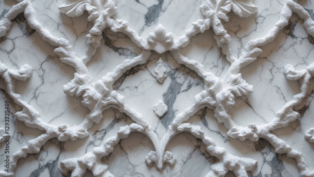 Poster elegant white marble pattern with intricate relief design perfect for upscale interior decor and arc