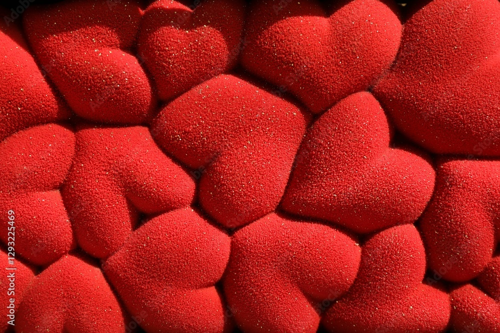 Canvas Prints Chocolate bar decorated with hearts as background, closeup