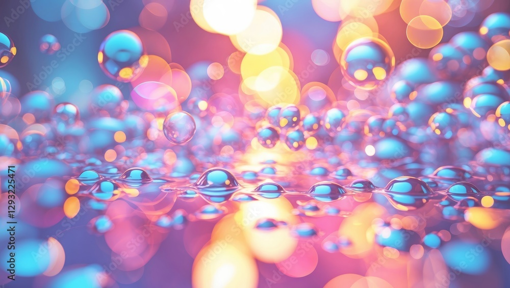 Poster colorful abstract bokeh background with soft bubbles and reflections creating an enchanting dreamy a