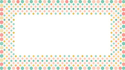 Playful polka dot border frame repeat pattern. Ideal for baby showers, birthday invites, or whimsical stationery designs. Surface pattern design, frame for text with flowers