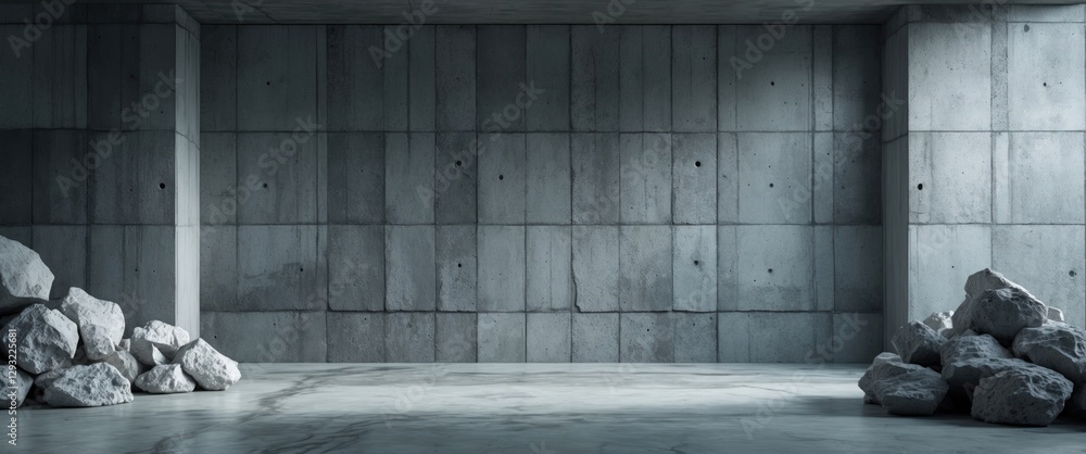 Poster raw concrete wall texture with rock formations, ideal for customizable backgrounds and interior desi