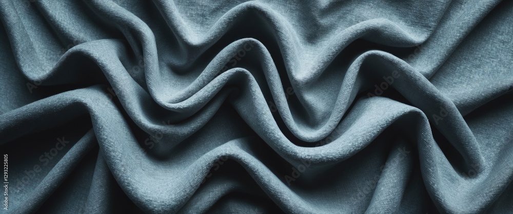 Poster textured gray fabric folds and waves creating a soft, sophisticated surface pattern ideal for design