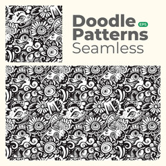 Doodle abstract full color patterns seamless
