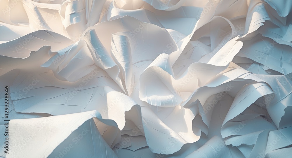 Poster Textured white paper background with soft creases and folds creating a subtle three-dimensional effect for versatile design applications.