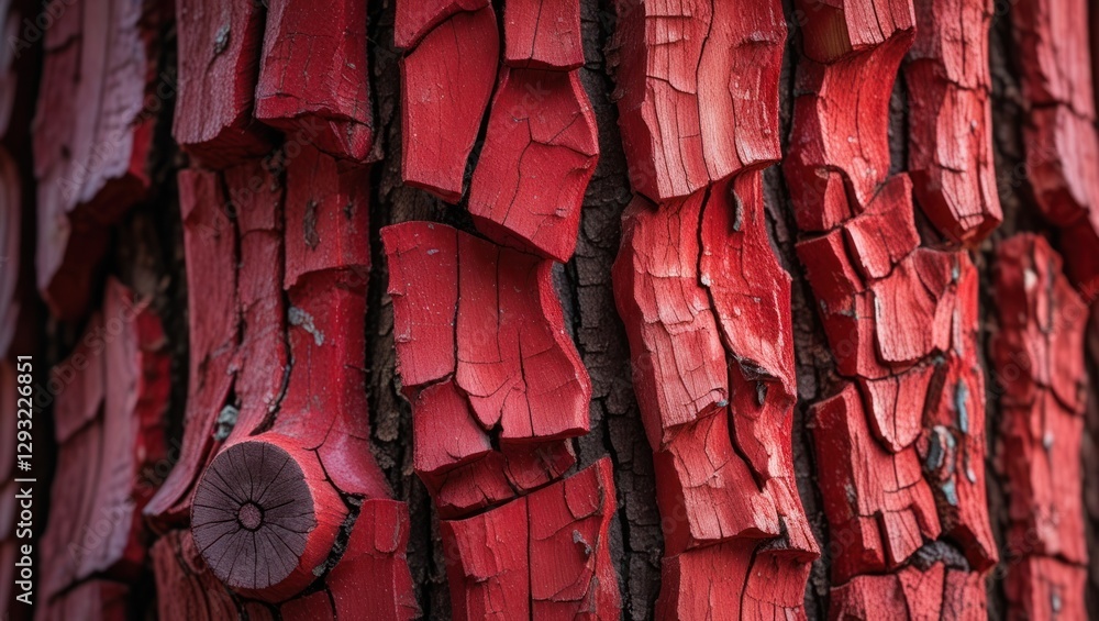 Poster vibrant textured red tree bark close-up suitable for nature backgrounds and design projects