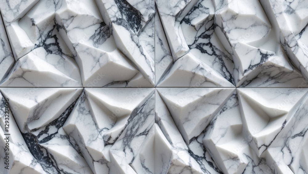 Poster elegant white marble texture featuring intricate geometric patterns and rich veining in high resolut