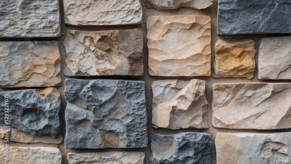Poster natural stone wall texture providing a rustic and elegant background for architectural and design ap