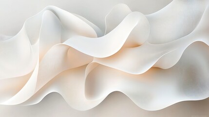 Obraz premium Envision a contemporary abstract design where soft, organic curves and subtle line patterns flow elegantly across a white canvas