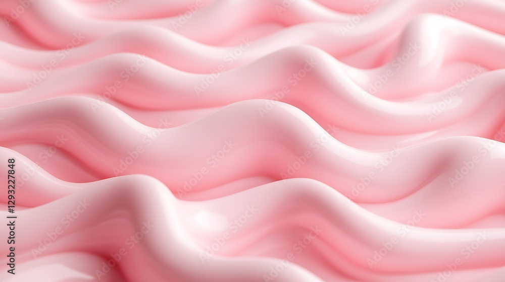 Poster soft smooth waves of light pink liquid surface creating gentle undulations and textured patterns