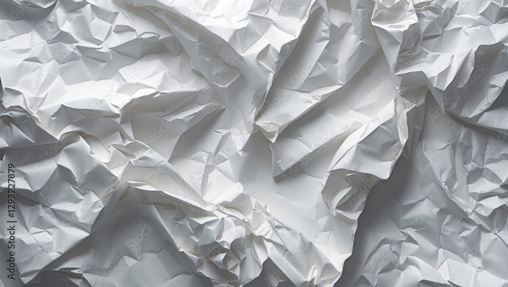 Poster crumpled white paper texture background for abstract design and creative projects with wrinkles and 