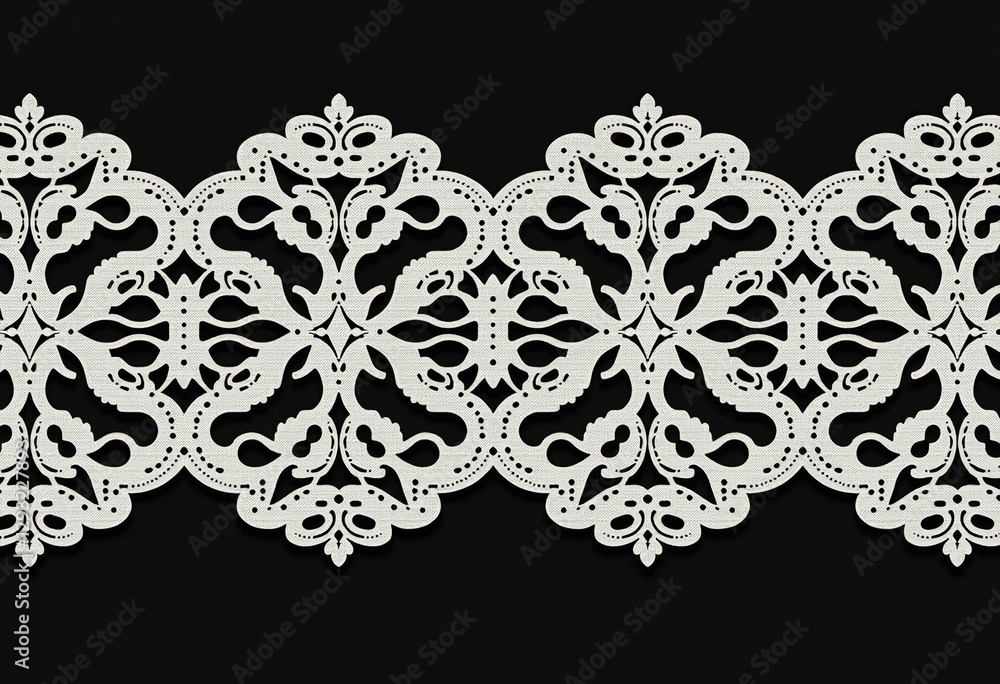 Poster design a striking fabric texture with this high-contrast pattern featuring delicate white lace trim 