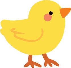 Adorable yellow chick cartoon illustration with a bright and friendly expression. A perfect character for children's designs, Easter themes, and farm-related artwork.
