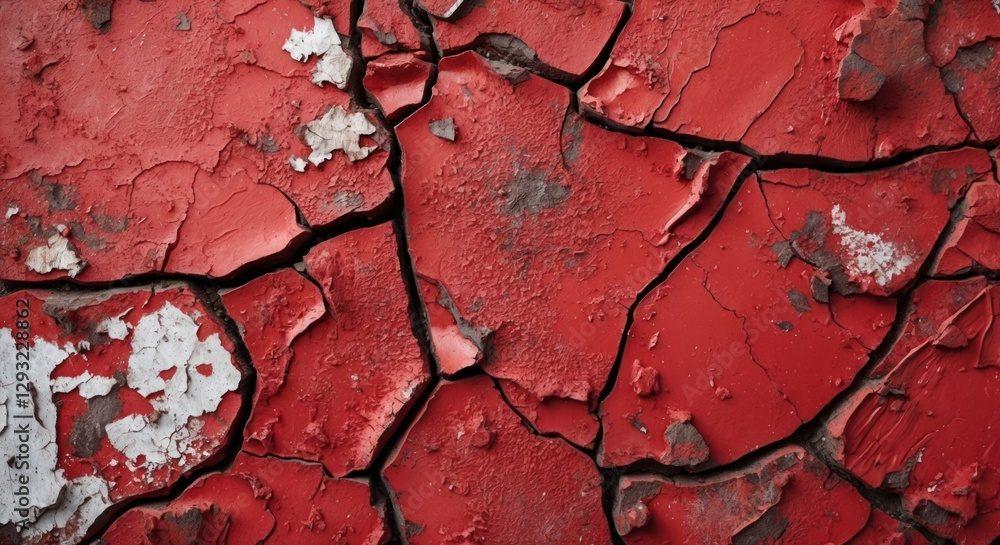 Poster rugged red paint texture with cracked layers showcasing wear and visual depth ideal for backgrounds 