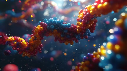 Fototapeta premium Molecular Diagnostics. Multiple DNA Molecules Representing Modern Science in Health Care