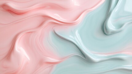 Obraz premium Soft Swirls of Pink and Mint Abstract Art with Smooth Texture for Background or Design Use