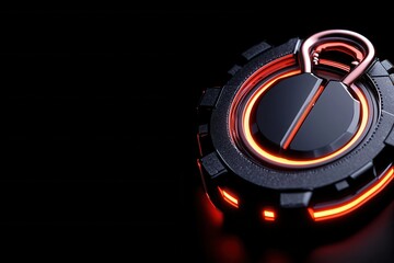 Futuristic lock design with glowing elements on a dark background.