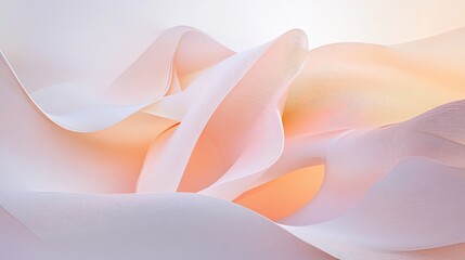 Picture a minimalist abstract background featuring soft, flowing curves and delicate intersecting lines against a pure white canvas
