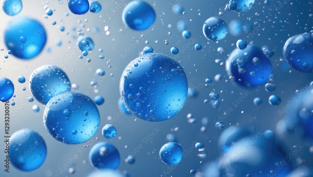 Poster colorful blue bubbles against a gradient backdrop creating a captivating and refreshing background t