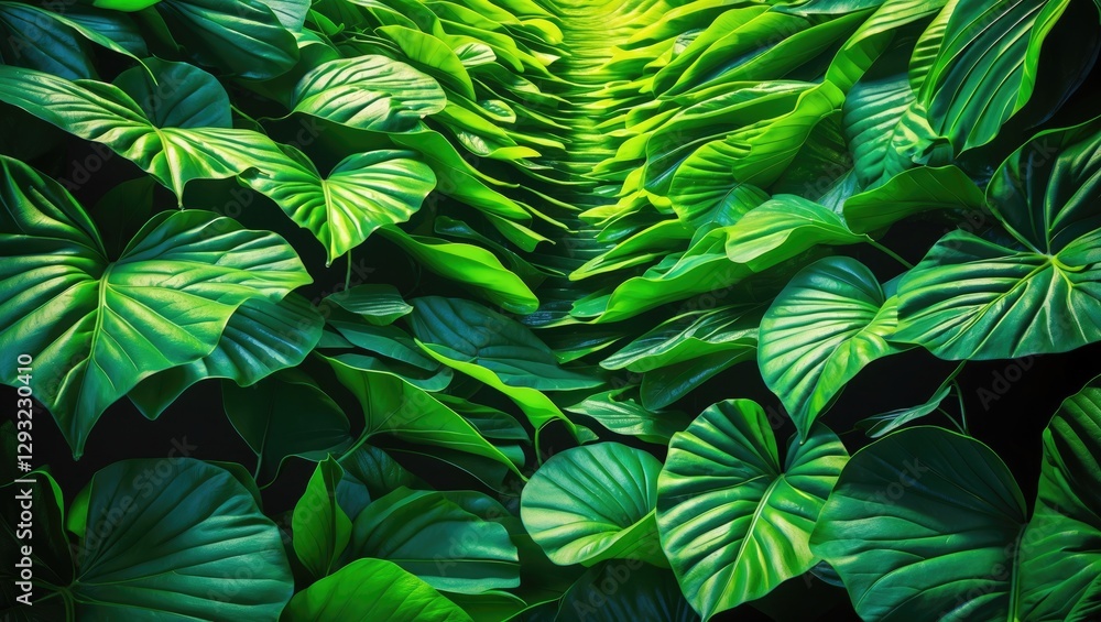 Aufkleber lush green leaf texture creating a vibrant natural background for design and visual projects