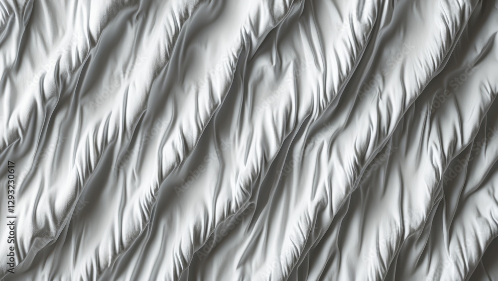 Poster elegant white fabric with textured waves and folds creating a smooth dynamic background for design a