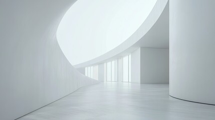 Obraz premium Sleek white background with softly curved lines and minimal design elements, offering a refined canvas for text and graphics.