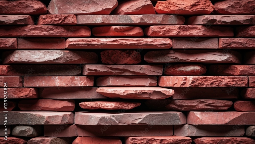 Poster red layered stone wall textured background ideal for design projects and architectural presentations