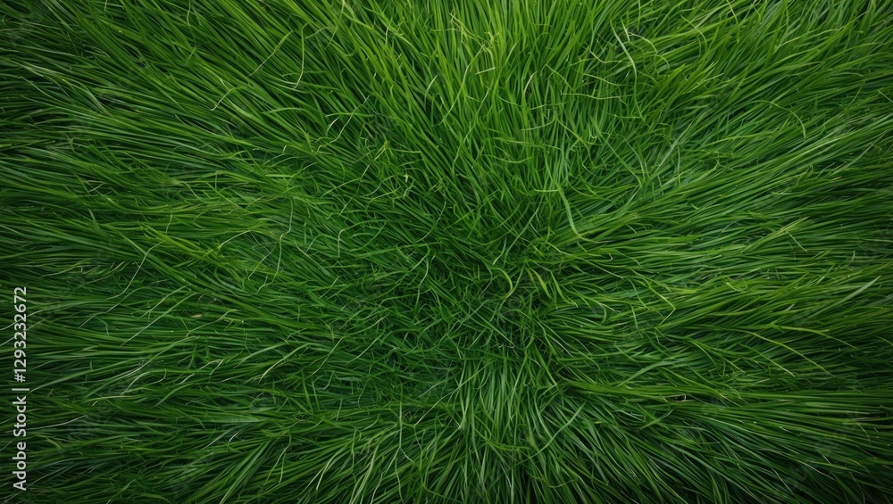Poster lush green grass carpet texture photographed from above creating a vibrant natural background for va
