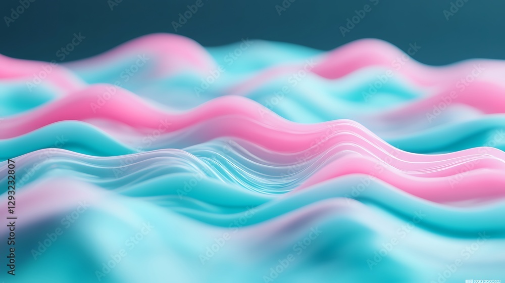 Poster soft waves of pink and cyan creating a calming abstract background for digital or print projects