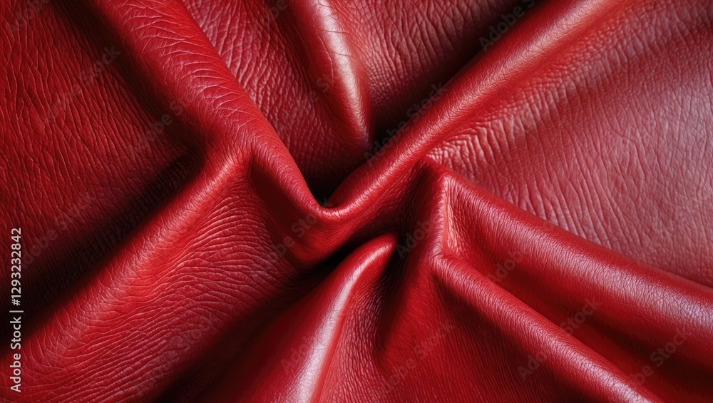 Poster luxurious deep red leather texture with rich folds and a smooth finish perfect for high-end design a