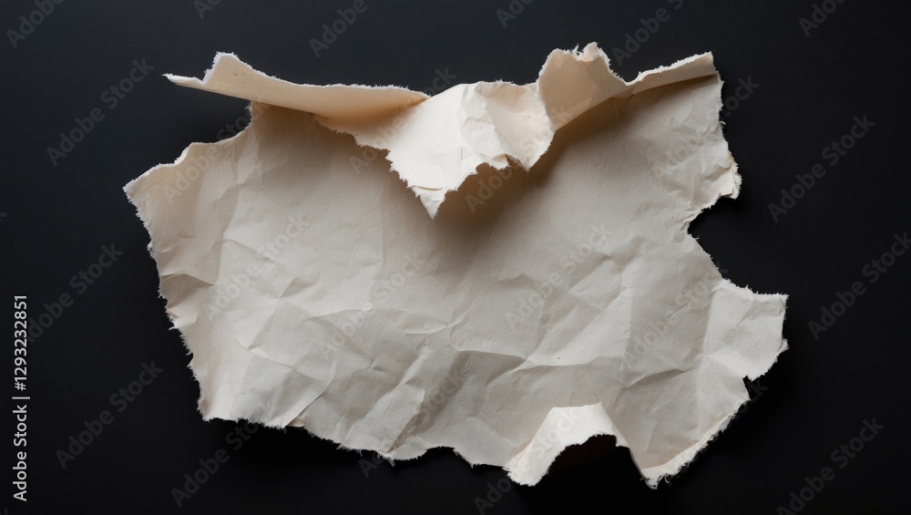 Poster torn vintage paper isolated on dark background with blank space for text or design elements