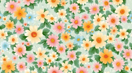 Delicate Floral Pattern Design for Textile or Wallpaper