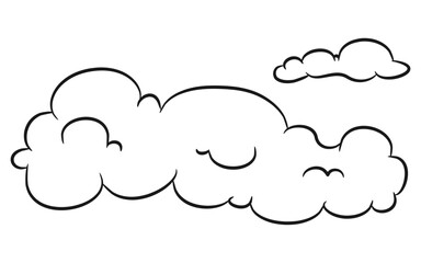 Abstract Unique Clouds Hand Drawing Illustration. Cloud shaped caterpillar.