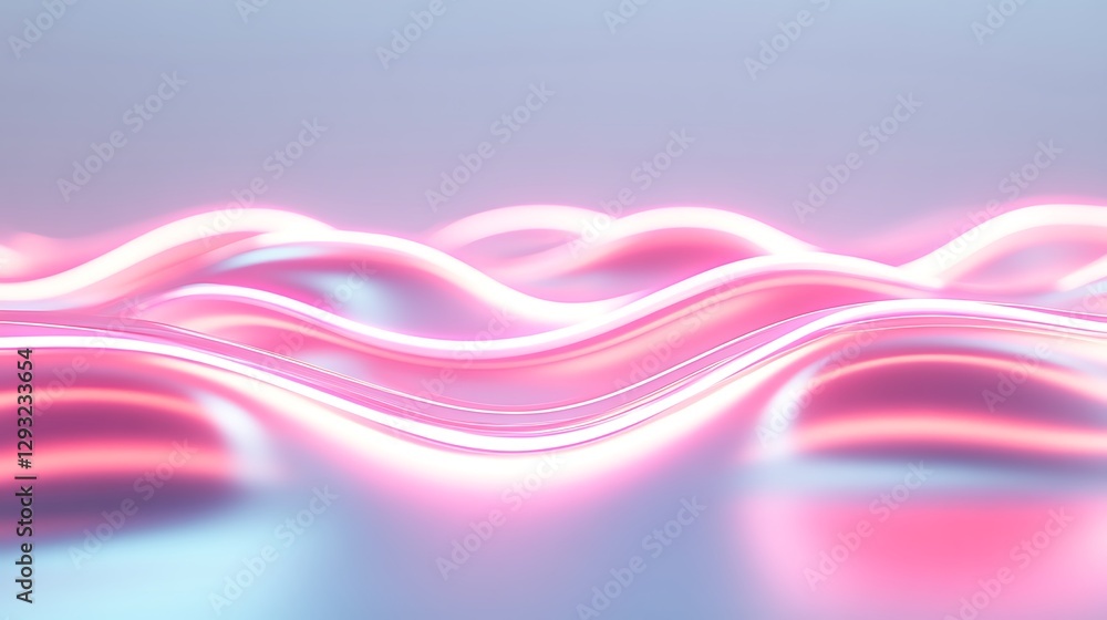 Poster soft wavy lines with neon pink glow abstract background for modern design and creative projects